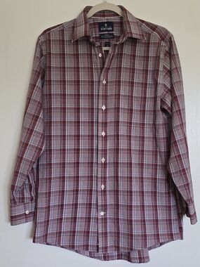 Stafford Men's Red Plaid Button-Down Shirt